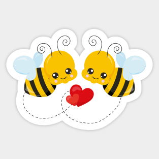 Cute Bee Valentine's day Design Sticker